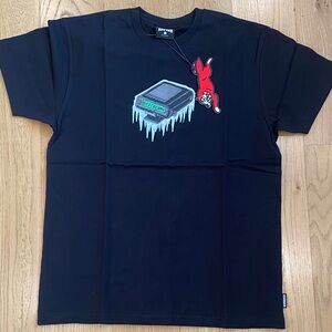 Black Short Sleeve T-Shirt with Retro Console Graphic